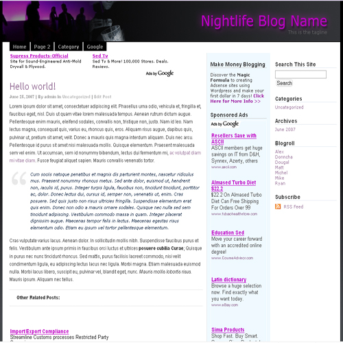 nightlife theme